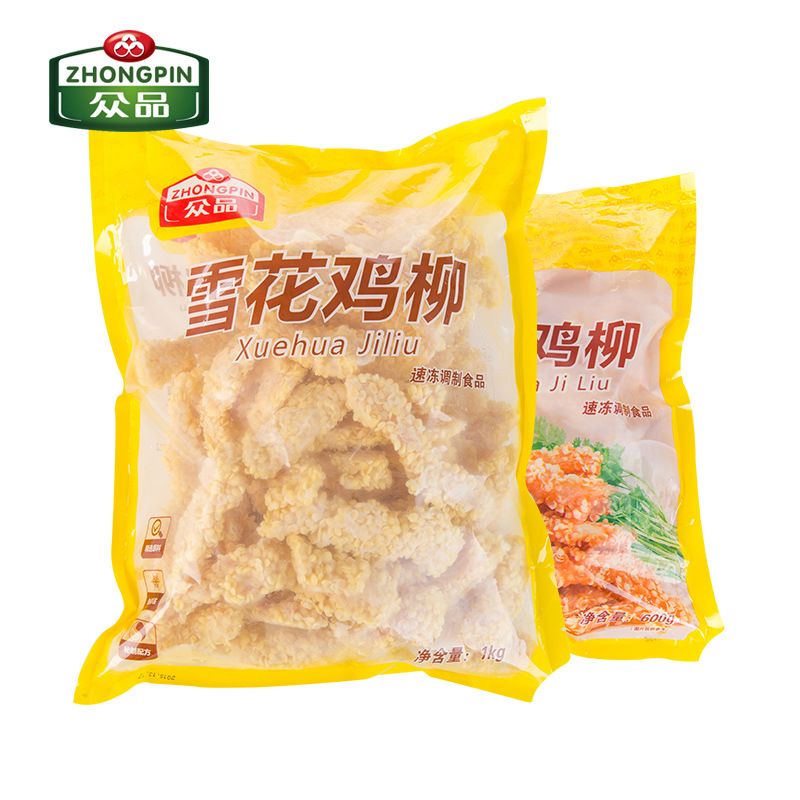 众品雪花鸡柳原味6kg1箱 香嫩炸鸡块鸡米花油炸腌制摆摊小吃厂家|ru
