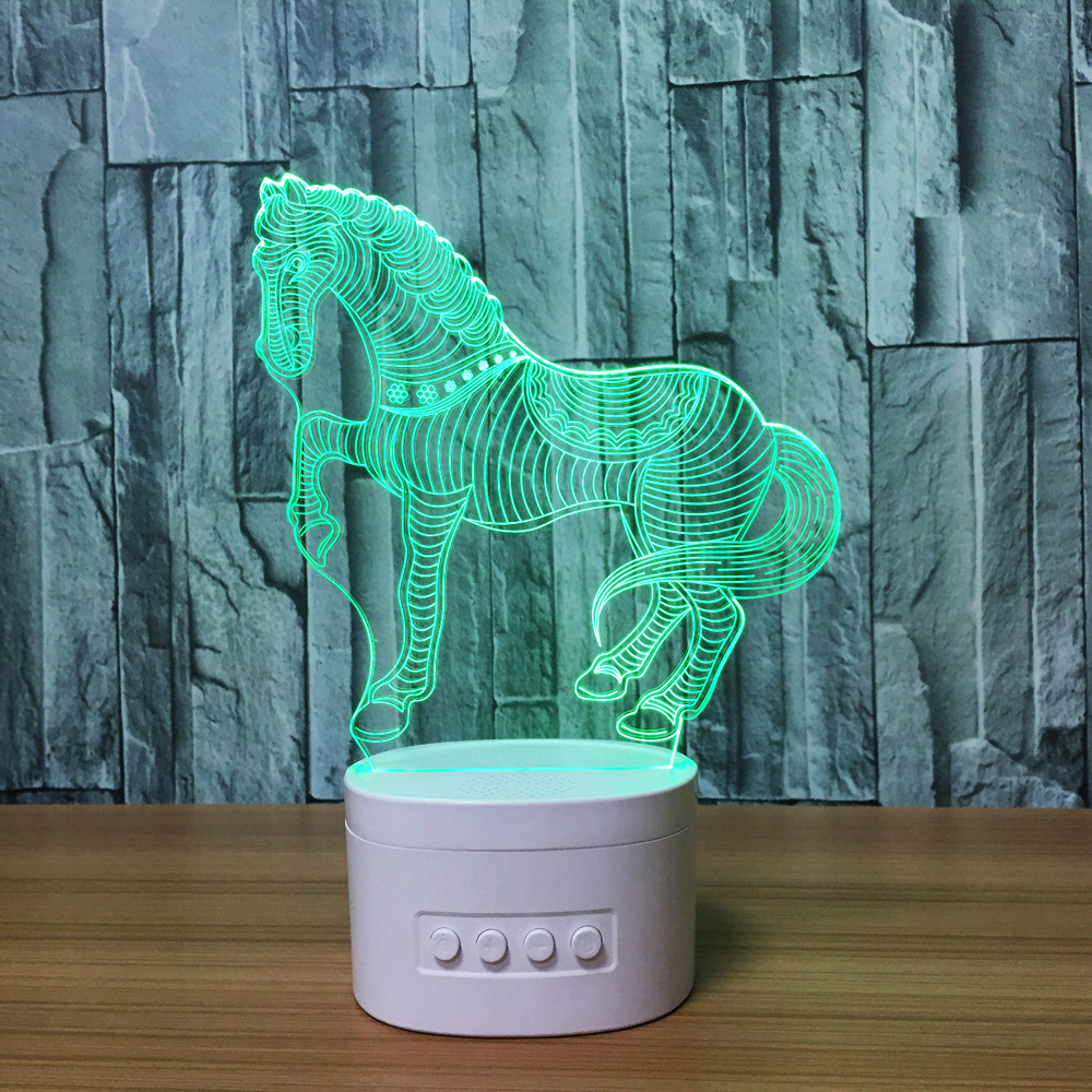 3D灯新款上市蓝牙音箱LED灯节能儿童房间装饰灯马