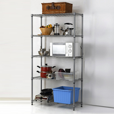 厨房置物架金属层架落地多层收纳架储物架浴室家用货架阳台铁架子|ru