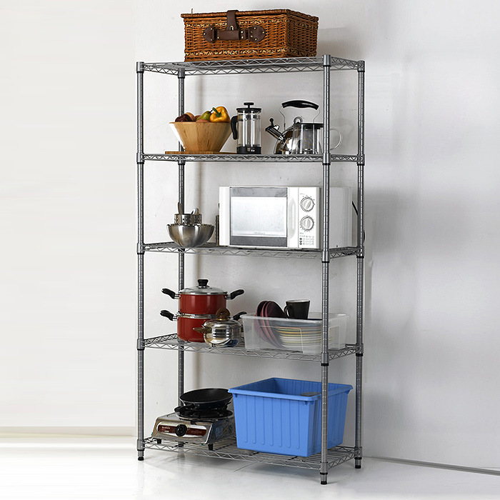 厨房置物架金属层架落地多层收纳架储物架浴室家用货架阳台铁架子|ru