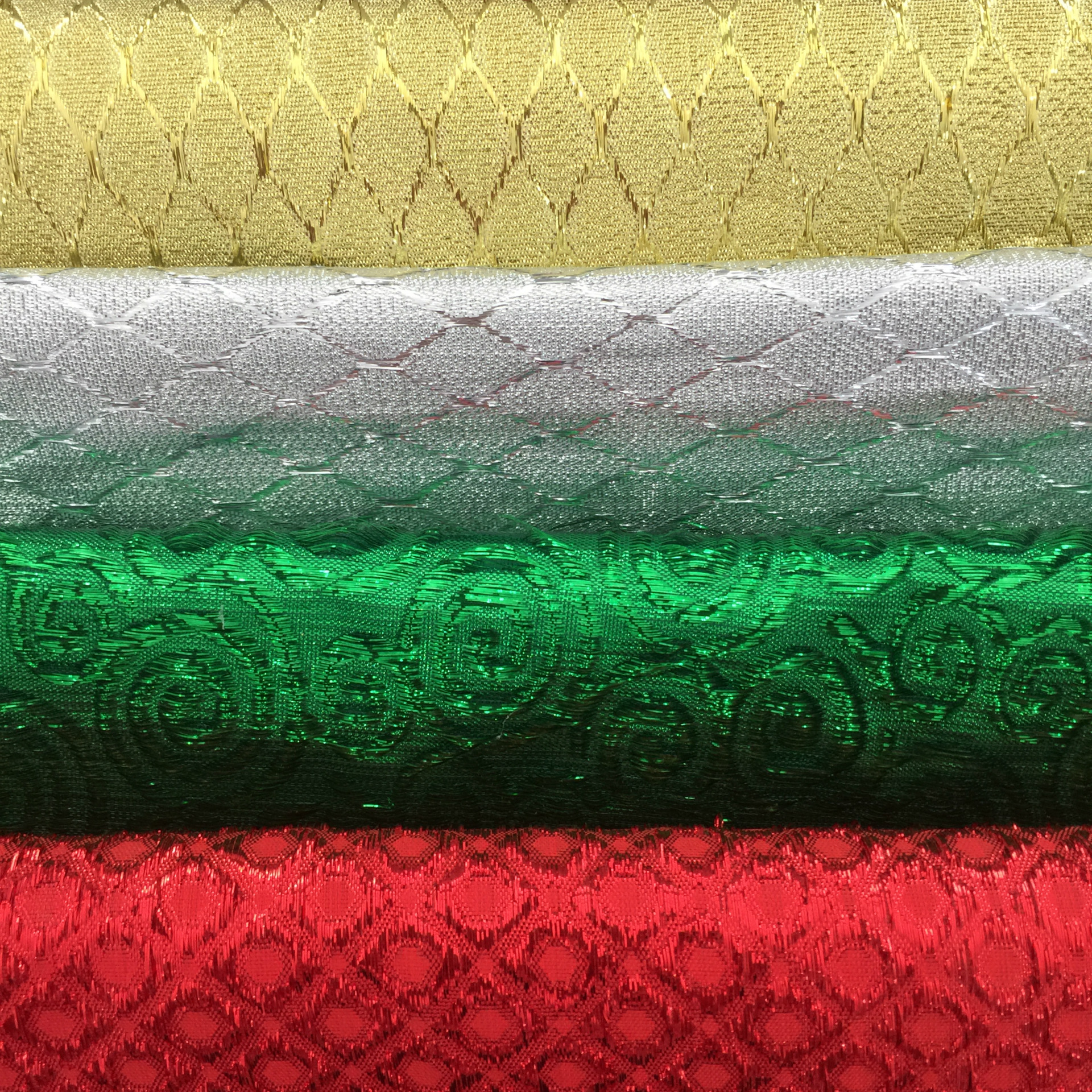 提花布 明星同款提花服装面料   提花菱形格金丝布