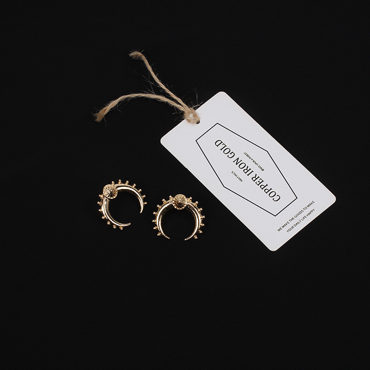 7g Weight Earrings, Ear Studs Classification Women'S Gender Fashion Style Gold, Silver Color Hot-selling Geometric Exaggerated Punk Metal Moon Glossy Crescent Earrings Wholesale 7