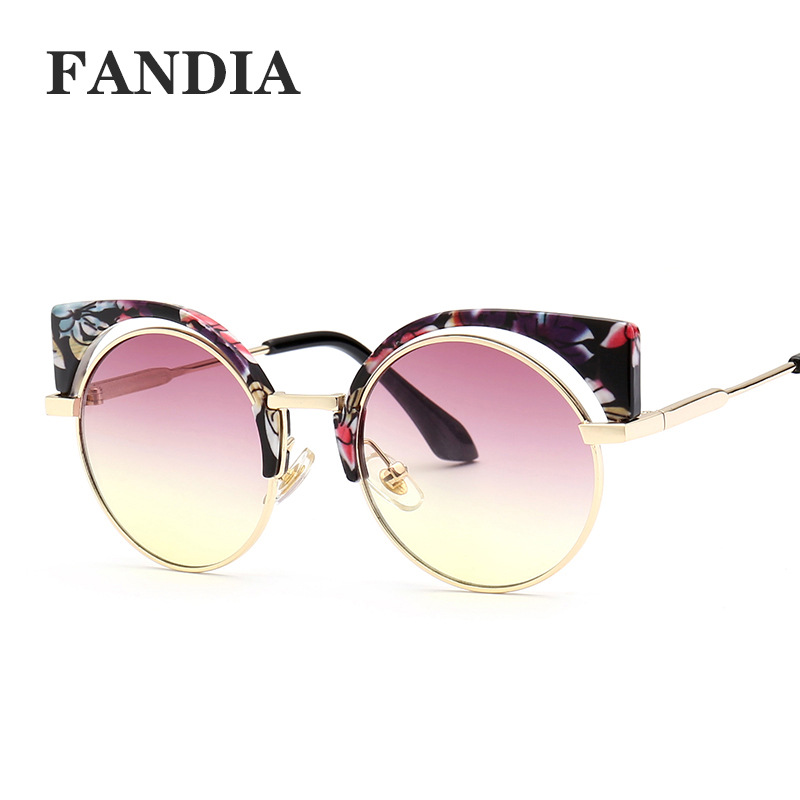 F063 impulse new fashion retro metal frame sunglasses baby Street Photo cat's Eye Sunglasses