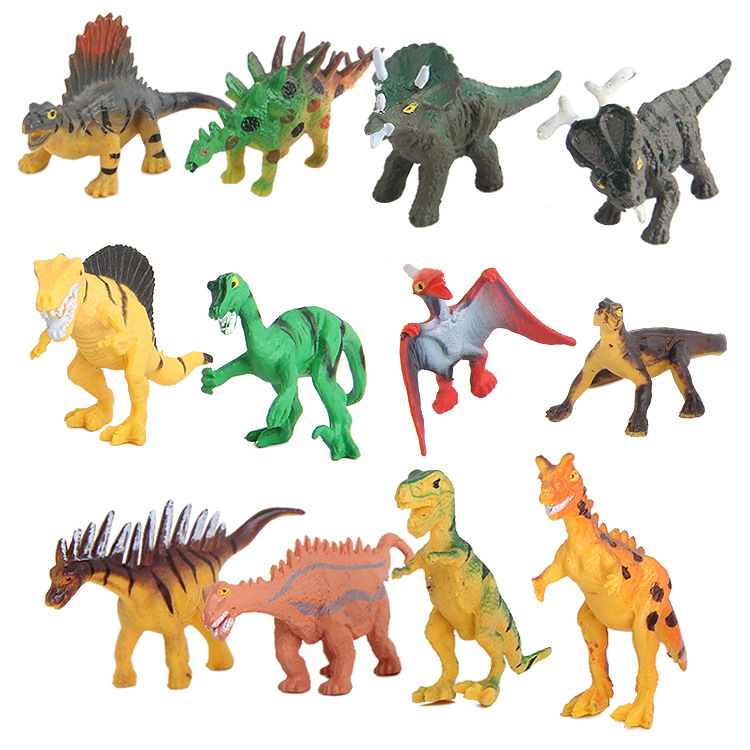 Venta caliente transfronteriza de los niños Jurásico dinosaurio modelo juguete 12 sólido mini dinosaurio Tyrannosaurus adornos