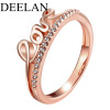 Fashionable accessory, ring, zirconium, jewelry with letters