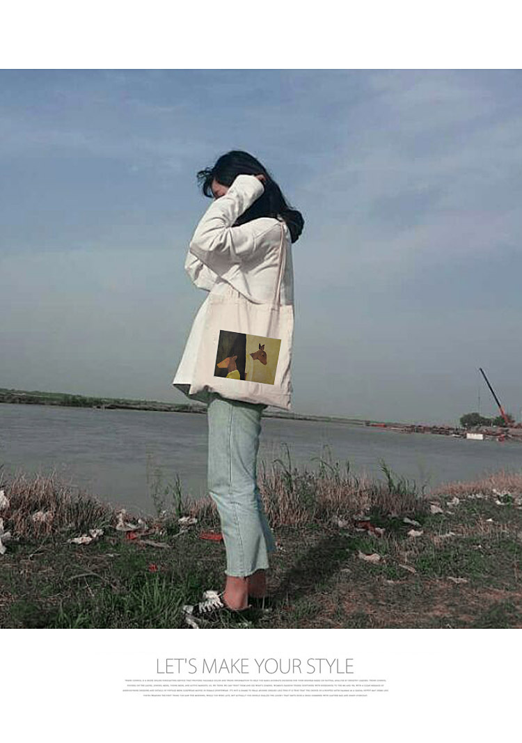 Bolsa de lona de dibujos animados casual lleno de verano nueva bolsa de lona bolsa de las mujeres artístico retro bolso de hombro bolso
