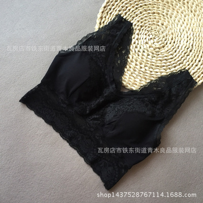 出口外贸原单 厂家 现货供应 纯棉蕾丝胸罩  无钢圈文胸 批发