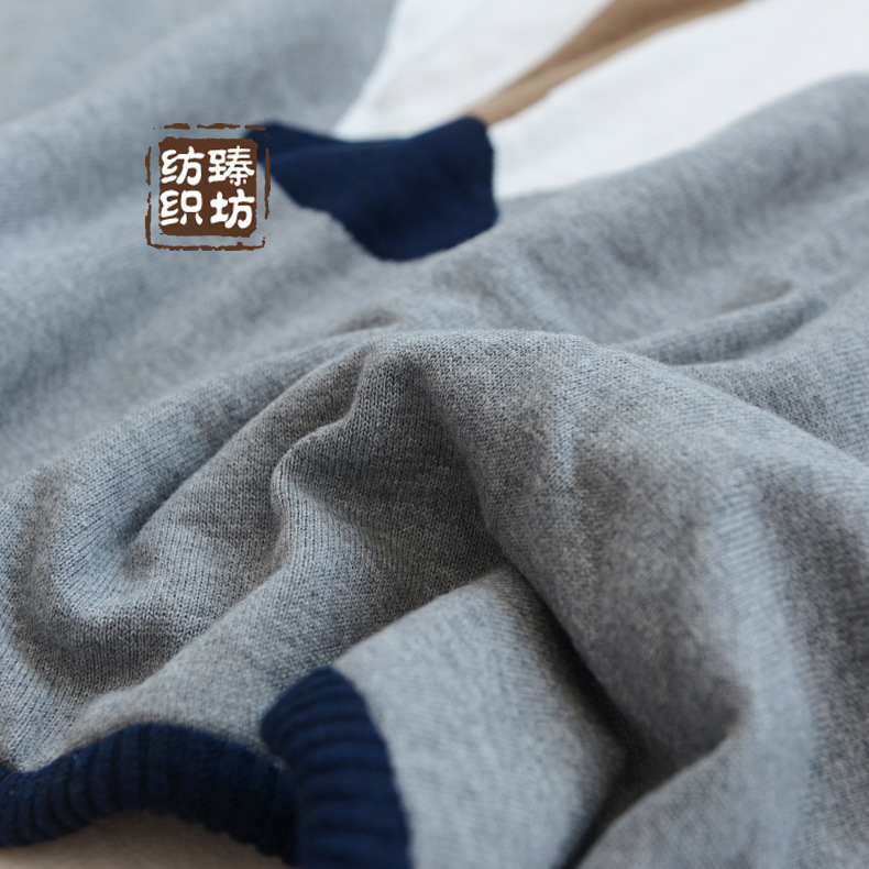 ins爆款加厚重工婴儿针织毯子两面提花狐狸兔子宝宝盖毯空调毯