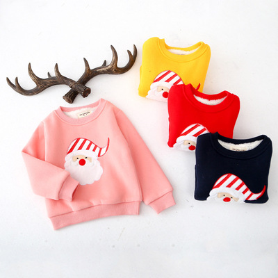 秋冬儿童加绒卡通卫衣2018新款童装男女宝宝保暖加厚上衣厂家直销|ru