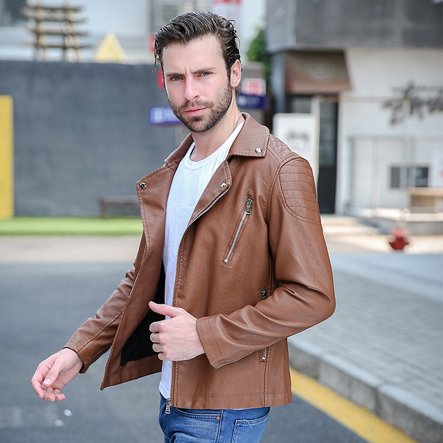 Lapel fashion leisure motorcycle Pu plush leather jacket