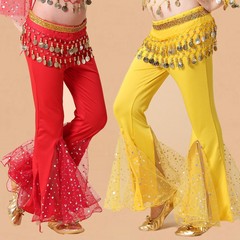 New children's bell bottoms, children's belly dance clothing, children's Indian dance performance clothing pants, dance practice colorful dot pants