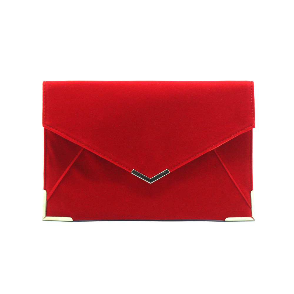Red Purple Blue Velvet Printing Square Clutch Evening Bag display picture 6