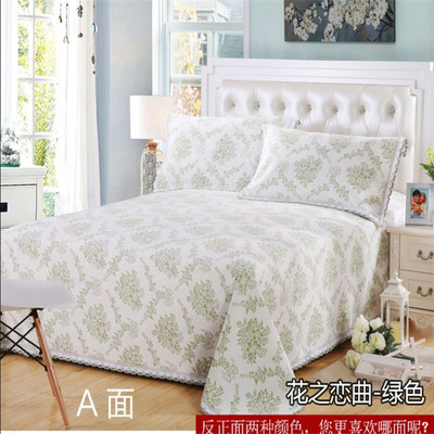 跨境天然纯棉色织布双面三件套 双人老粗布床单 1.5 1.8米 防尘滑