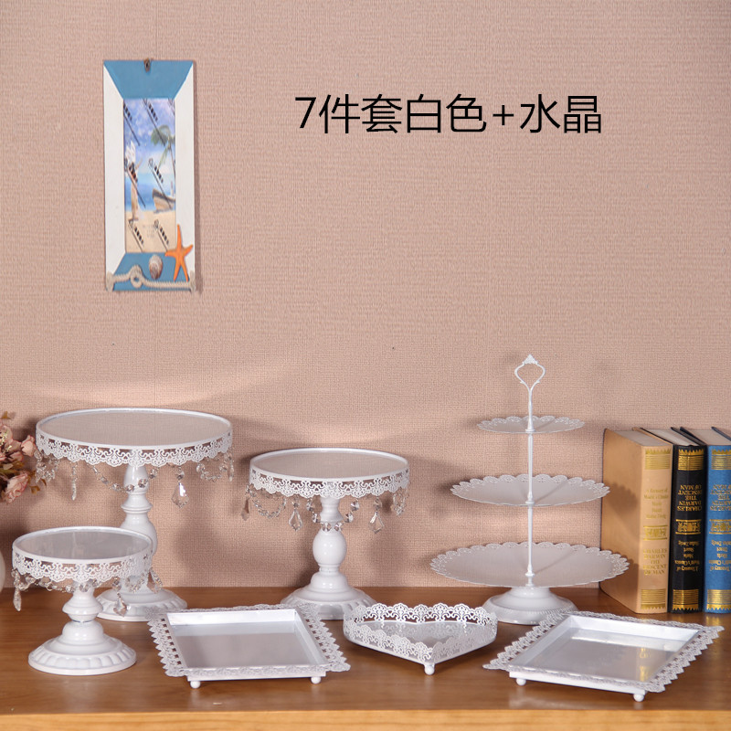 Nuevo estilo europeo soporte de la torta de la boda postre decoración encaje pastel plato pastel tienda merienda soporte 13 unidades traje