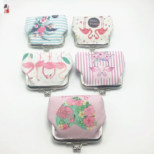 新款创意数码印花零钱包 火烈鸟口金包 女士短款钱包