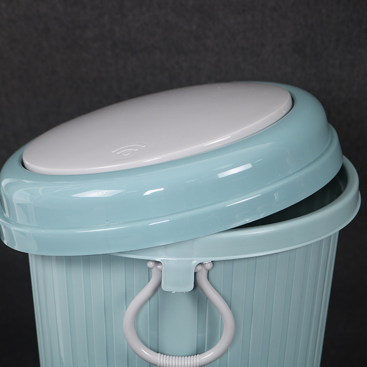 Cubo de basura redondo con tapa a presión, de plástico para cocina y baño – diseño nuevo, venta al por mayor.