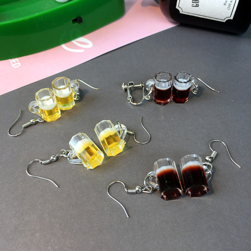 Novelty Wine Glass Plastic Resin Plating Earrings display picture 4