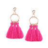 Retro red metal earrings with tassels