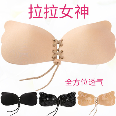拉拉女神 一片式绑带拉绳隐形内衣 生物胶硅胶文胸隐形胸贴|ms