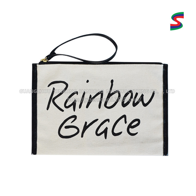 日本出口手机袋 牛仔布环保拉链笔袋定制 字母方形袋