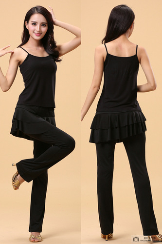 Square dance clothing new style suit middle-aged and elderly dance suspenders bottoming shirt pants suit dance clothes dance clothes for women