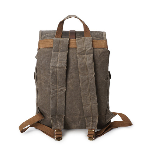 2024 New Men's Backpack Men's Oil Waxed Canvas Backpack Backpack Retro Travel Bag Waterproof Travel Backpack