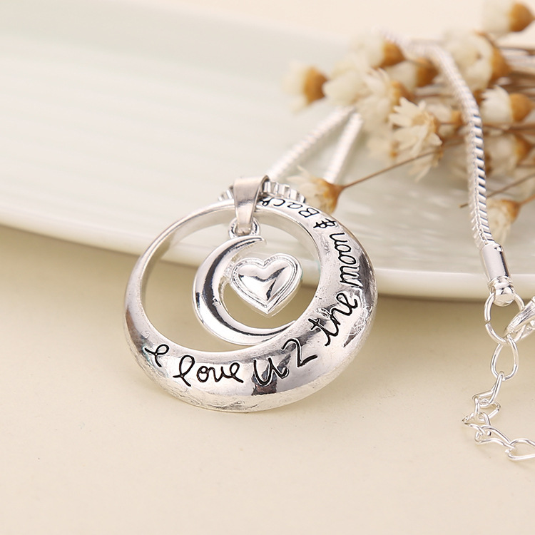 Fashion Jewelry Love Heart Necklace Moon Sun Necklace