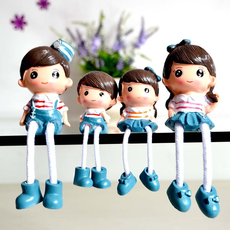 地中海装饰风四口一家创意吊脚娃娃公仔可爱礼物摆饰精品微商代发