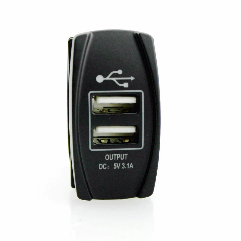 Автомобильная зарядка с квадратным креплением 12-24 В, с двумя USB-портами, с синим светом, 3100 мА, зарядка 5S 6S