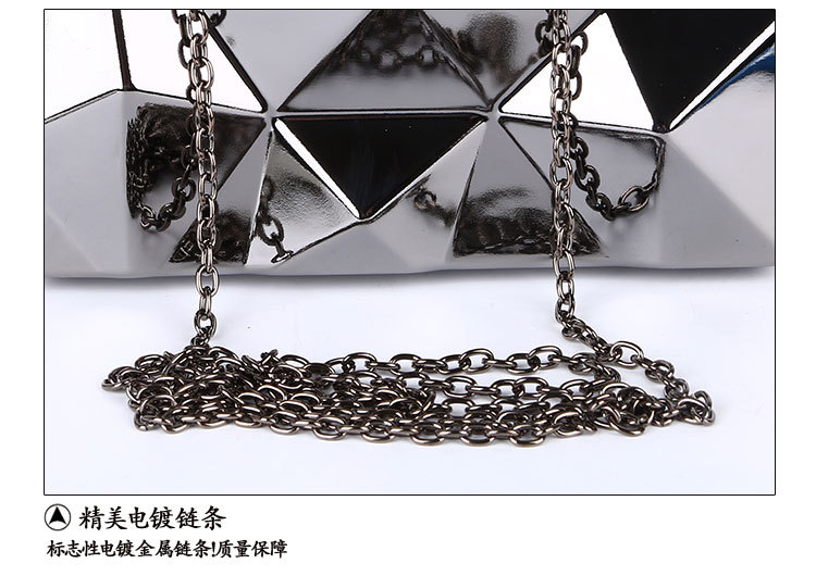 330g Weight Buckle Closure Type Single Shoulder Strap Strap Type Evening Bag Bags Type Solid Color Pattern Fashion Style Gold, Silver, Black Color Small Size Pure Color New Dinner Bag Rhombus Iron Box Evening Bag Evening Clutch Bag 13