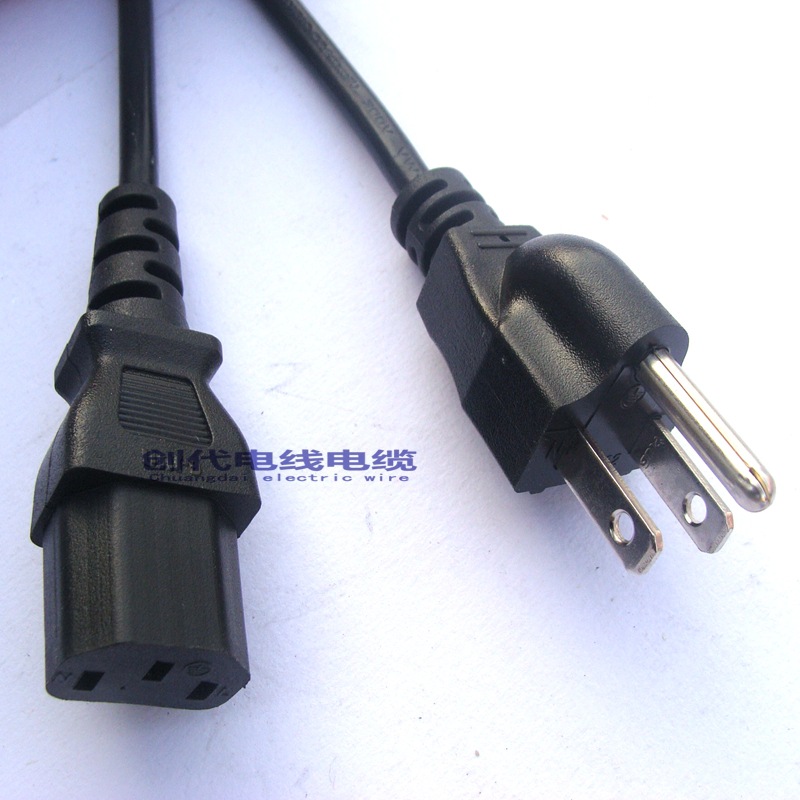 厂家直销 美规三插品字尾电源线 18awg 美标插头三芯1.5米电源线