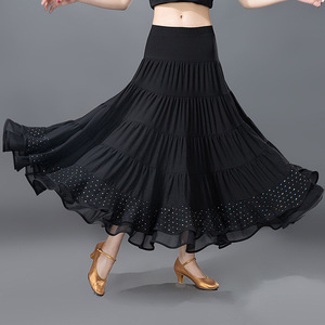 Ballroom dance skirt for women modern national standard dance big swing practice show long skirt