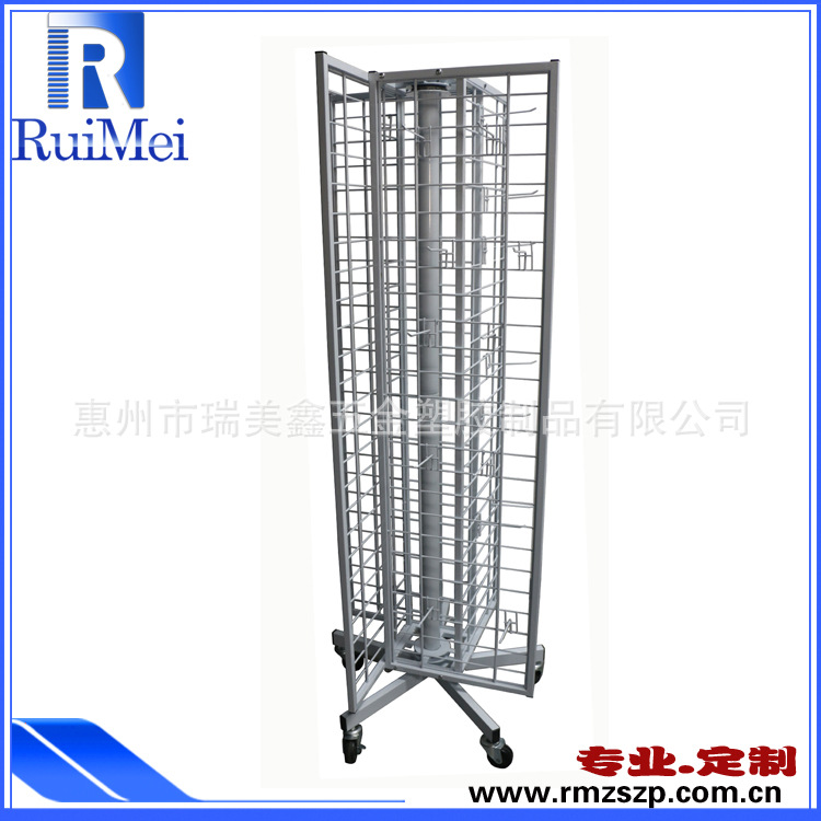 加工生产定制饰品挂钩展示架 四面旋转挂钩展示架 可移动带轮挂架