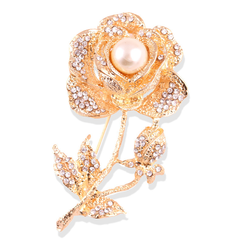 Broche en strass et perles de grande taille, style rétro coréen, boucle de corsage, accessoires pour femmes_voghion.com