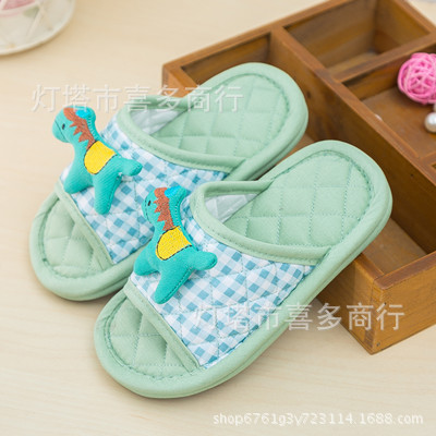 新款布艺儿童棉拖鞋男女宝宝室内家居防滑牛筋底地板拖鞋厂家批发|ms