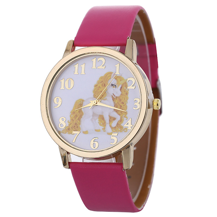 Creative White Horse Pattern Belt Watch Simple Student Bracelet Watch Ladies Watch Fashion Watch