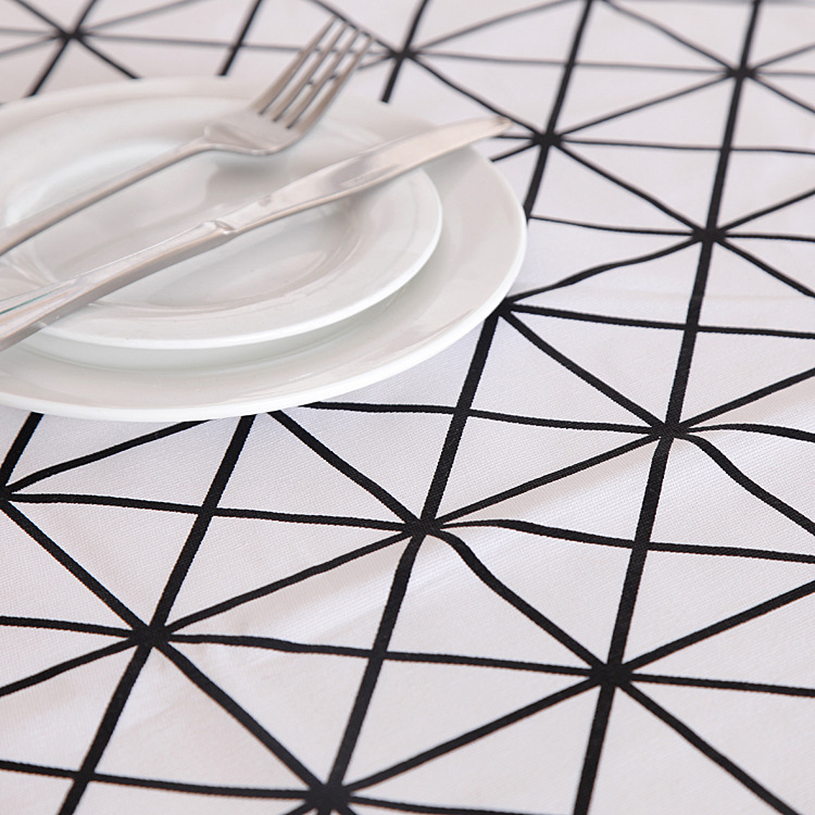 Modern Geometric Tablecloth Cotton Canvas For Kitchen And Dining_voghion.com