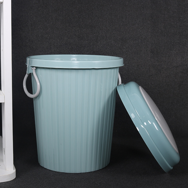 Cubo de basura redondo con tapa a presión, de plástico para cocina y baño – diseño nuevo, venta al por mayor.