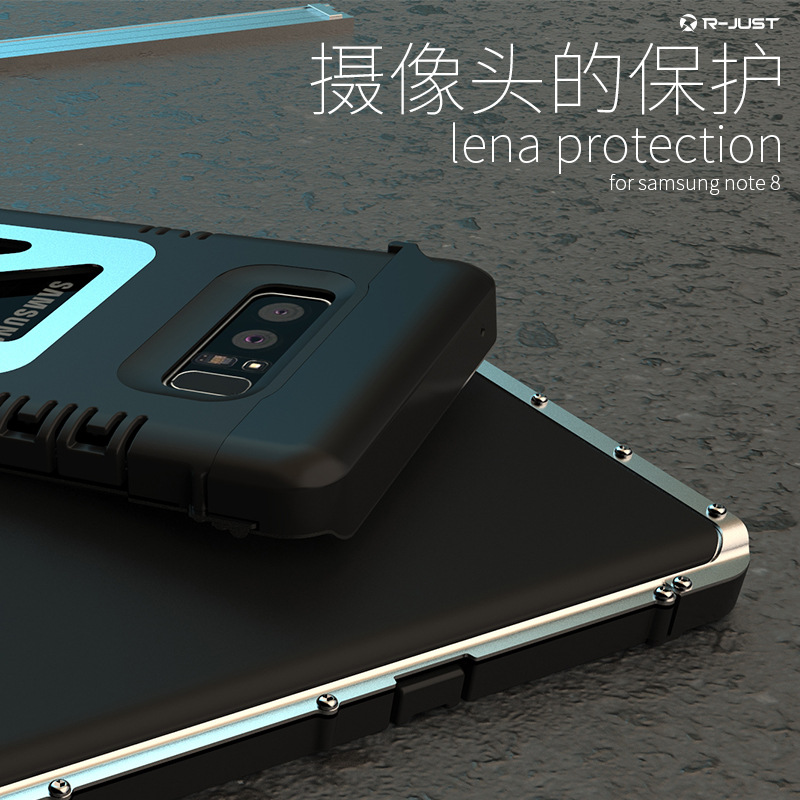 Armor King Iron Man Luxury Shockproof Stainless Steel Aluminum Metal Flip Case Cover for Samsung Galaxy Note 8
