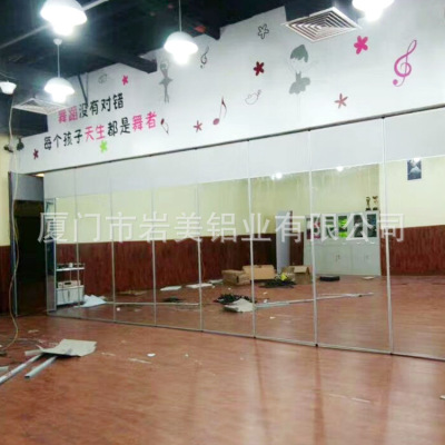 生产供应 双玻移动高隔断 舞蹈培训镜子面 磨砂玻璃可移动高隔断|ms