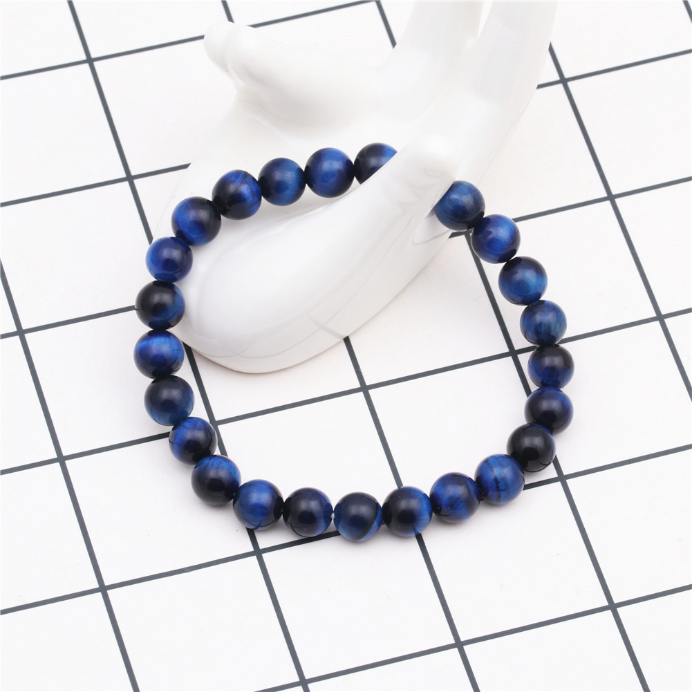 Jewelry Hot Sale 8mm Natural Blue Tiger Eye Bracelet Natural Stone Beaded Bracelet display picture 1