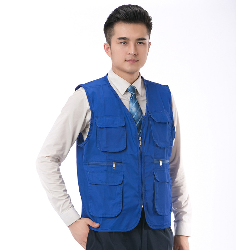 户外多口袋钓鱼广告衫摄影记者工装马甲定LOGO志愿者义工背心定制|ms