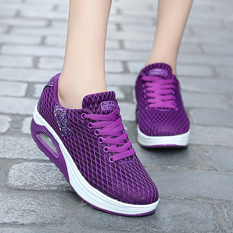 2018新款女鞋透氣網布6cm增高搖搖鞋運動鞋女秋季廠家直供批發