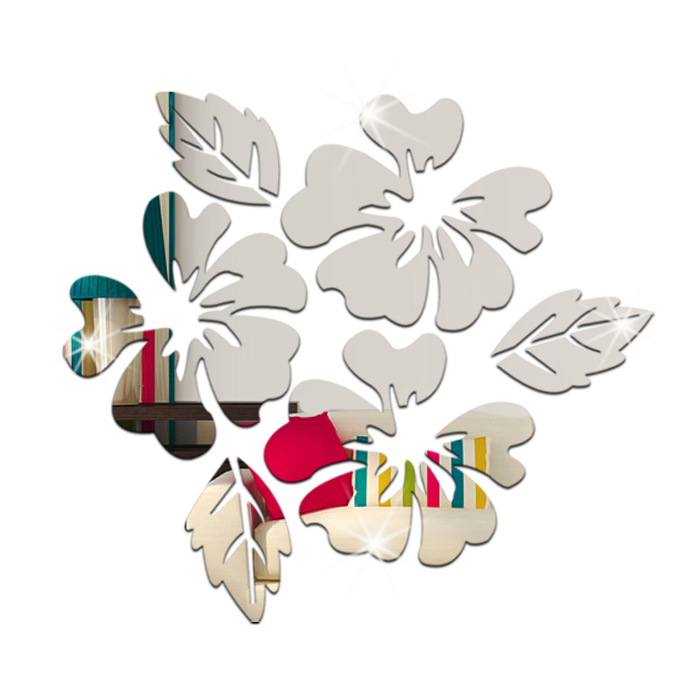 Adesivo de parede decorativo para casa, com fundo de TV 3D criativo e moderno, em formato de flor de hibisco, removível e fácil de fazer._voghion.com