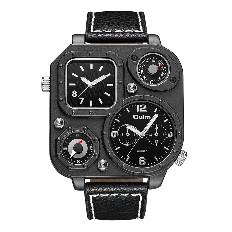 oulm eurum 1169 New Square punk dual display dial men's multifunctional sports personality strap watch