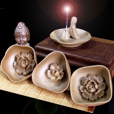 Craft ornaments Jingdezhen manual ceramics Aromatherapy Lotus Incense Buddhism Fragrant dish Incense burner Tray wholesale