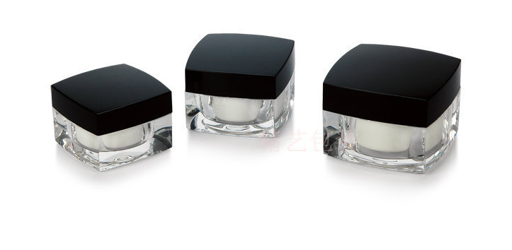 En stock suministro 5g10g15g20g30g cuadrado negro cubierta de acrílico botella de crema de ojos botella de crema