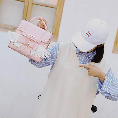 Japanese cute pink soft girl shoulder crossbody bag Cardcaptor Sakura Wings handbag personalized versatile women's bag