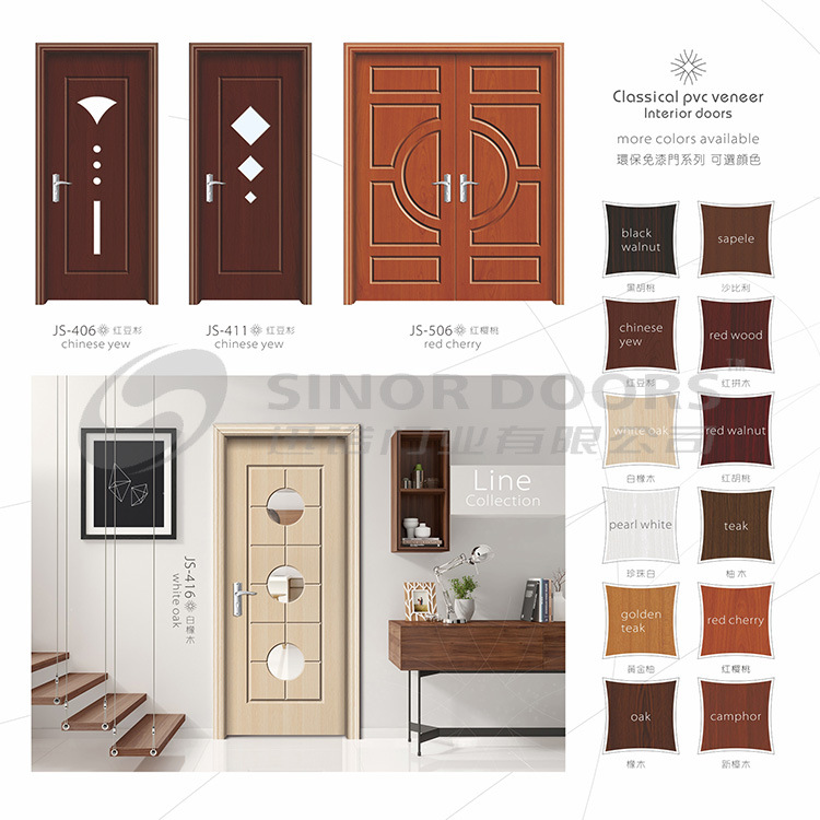 Foshan fábrica de puertas compuestas de madera sólida sala de reuniones de oficinas doble puerta de fábrica de apartamentos de hoteles puerta invisible mayorista y minorista image 4