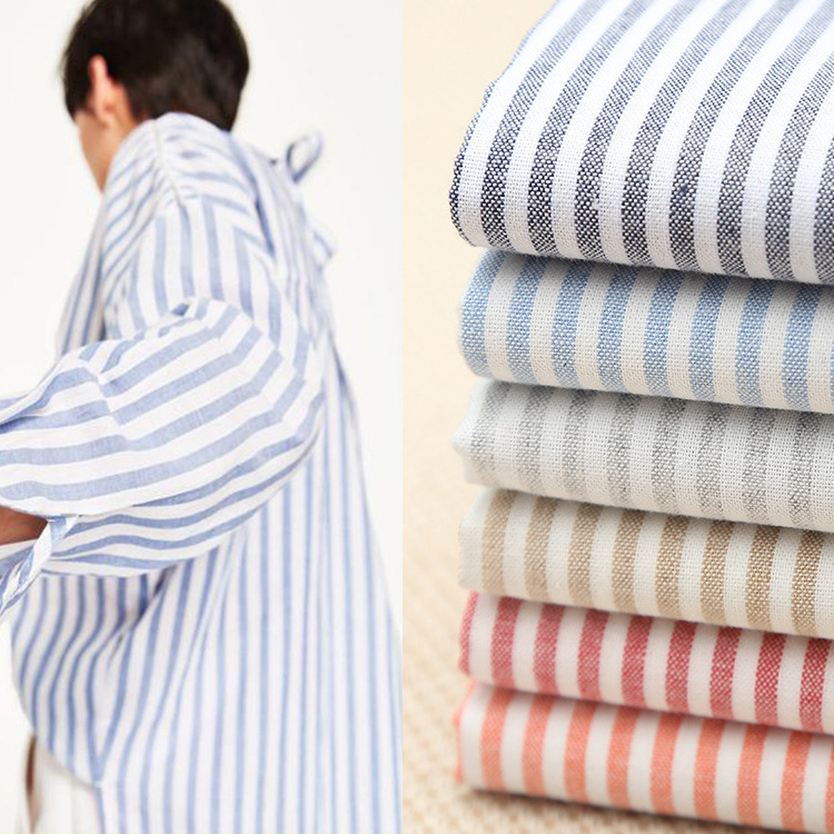 棉色织牛津纺朝阳条子布 春夏彩色连衣裙衬衫童装面料 现货